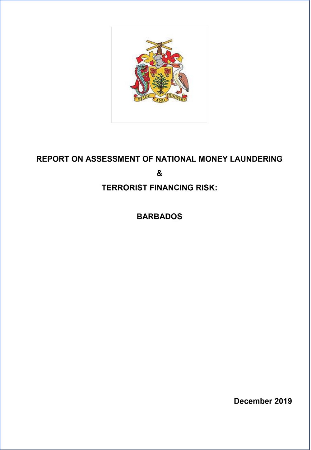 Barbados National Risk Assessment Report (December 2019)